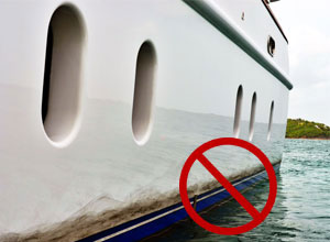 Dirty Hull on ocean vessel yacht